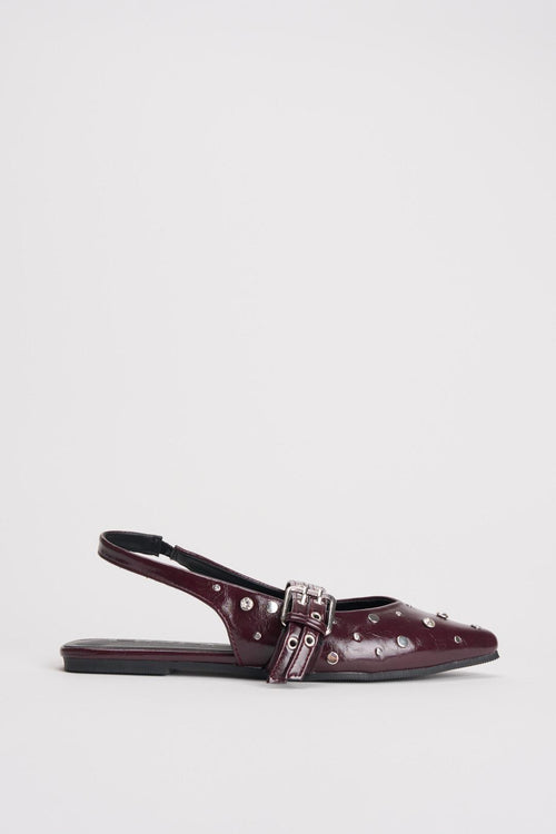 Slingback donna bordeaux con borchie