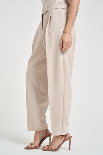 Pantalone donna barrel sabbia - 3