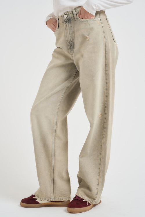 Jeans donna wide leg grigio chiaro - 2
