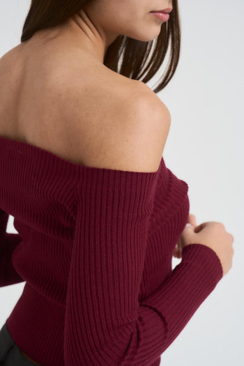 Maglia donna scollo a barca bordeaux - 4