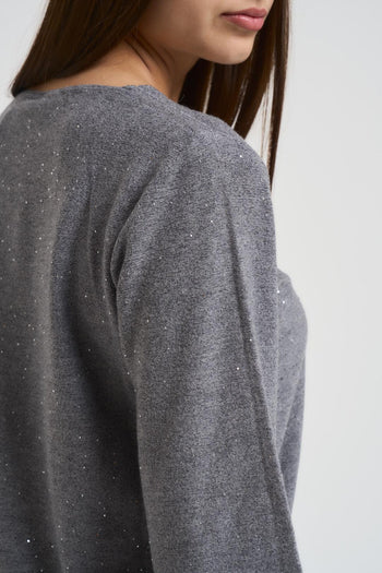 Maglia donna con micro paillettes grigio medio - 4