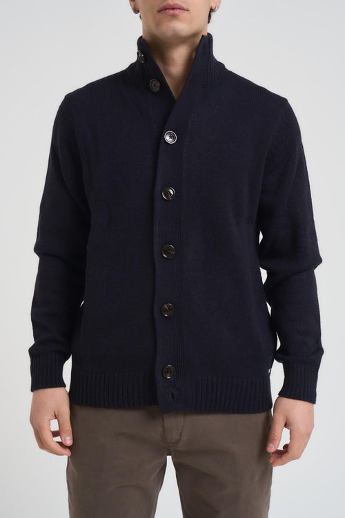 Cardigan uomo con bottoni blu notte