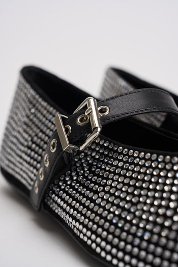 Ballerine donna nere con strass argento - 5