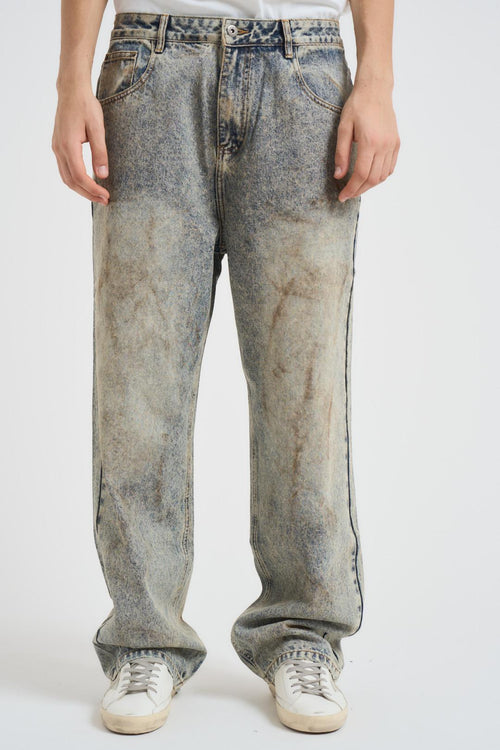 Jeans uomo in denim grigio/blu