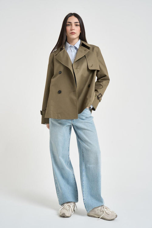 Trench donna Biglia corto verde militare