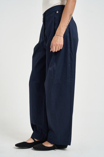 Pantalone donna barrel fit blu navy - 3
