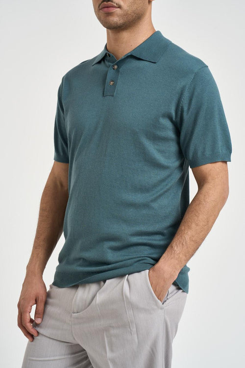 Polo uomo manica corta verde petrolio - 2