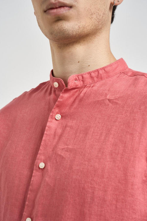 Camicia uomo in lino rosa corallo - 2