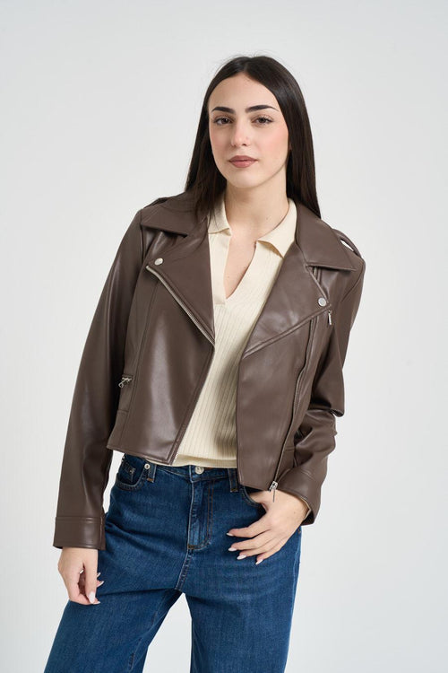 Giubbotto donna ecopelle marrone