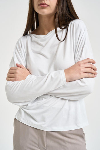 Maglia donna scollo a barca bianca - 3
