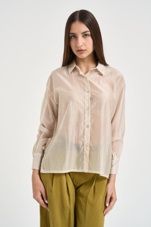 Camicia donna beige semi trasparente