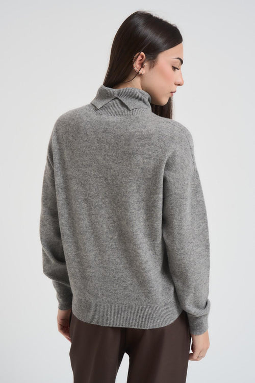 Maglia donna collo alto grigio - 2