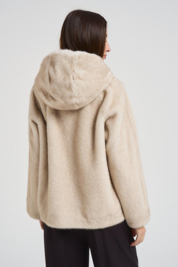 Ecopelliccia donna con cappuccio latte - 3