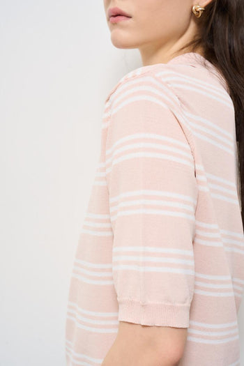 Polo donna a righe rosa - 5