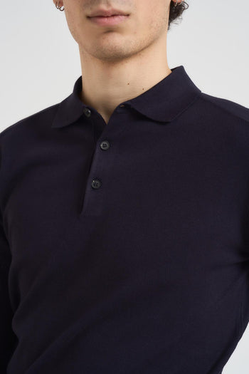 Maglia uomo con collo a polo blu - 4