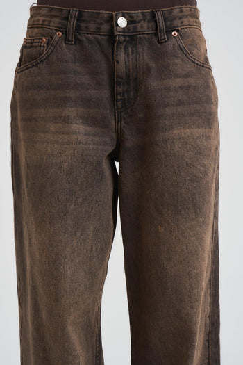 Jeans donna in denim slavato marrone - 4