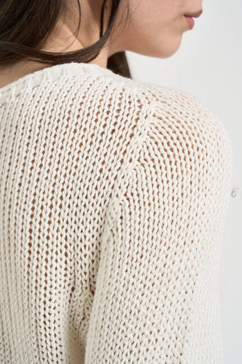 Maglia donna cropped panna - 4