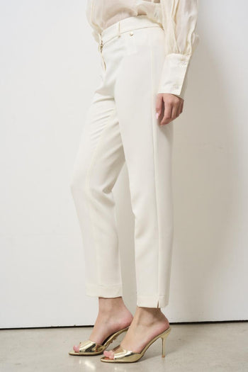 Women's skinny cream trousers - 3