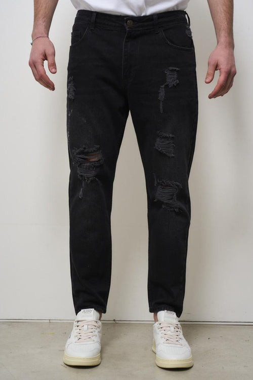 Jeans uomo regular in denim nero