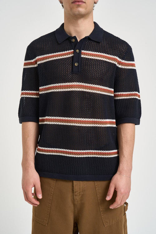 Polo uomo in maglia a righe nera - 2
