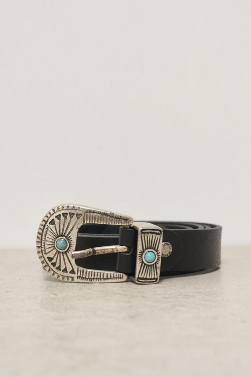 Women's black leather belt