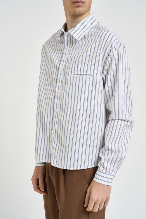 Camicia uomo bianca a righe blu - 2