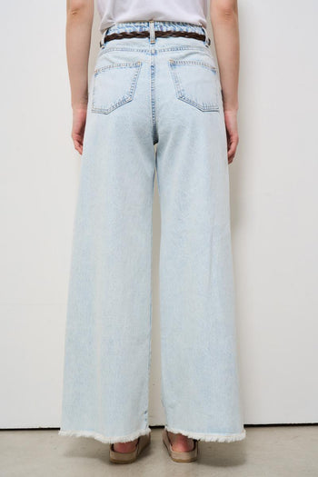 Jeans donna a palazzo in denim chiaro - 4