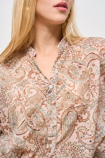 Camicia donna fantasia beige - 4