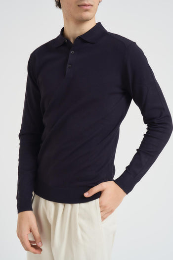 Maglia uomo con collo a polo blu - 3