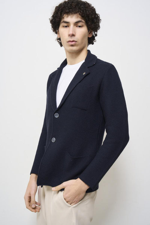 Giacca uomo in maglia blu - 2