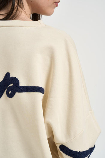 Felpa donna crema e blu - 4