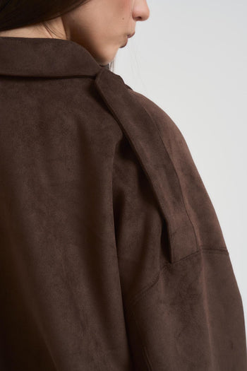 Giubbotto donna over in suede marrone - 5