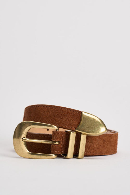 Cintura donna in suede marrone
