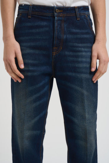 Jeans uomo dritto in denim scuro. - 4