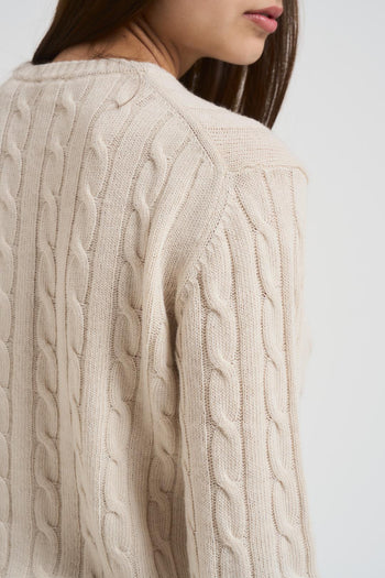 Maglia donna a trecce beige - 4