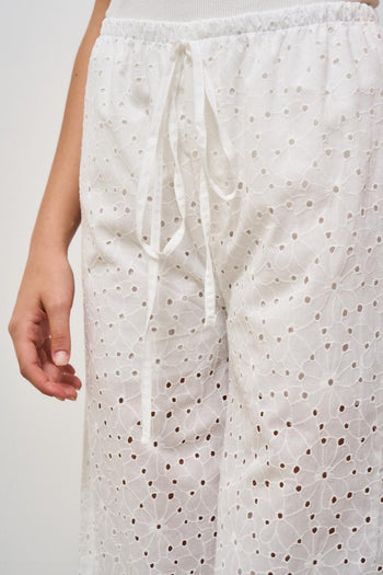 Pantalone donna in pizzo bianco - 6