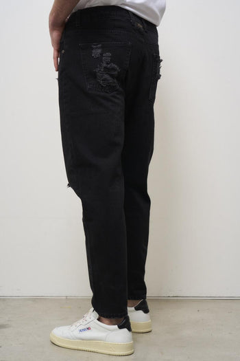 Regular men's jeans in black denim - 4