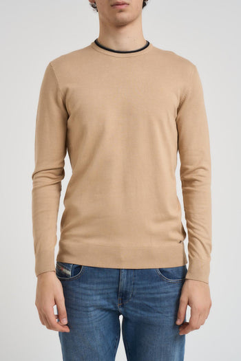 Maglia uomo girocollo con toppe cammello - 3