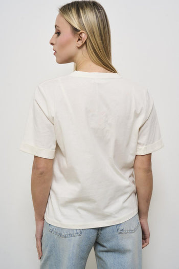 Women's white V-neck T-shirt - 4