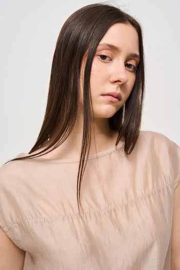 T-shirt donna girocollo beige - 3