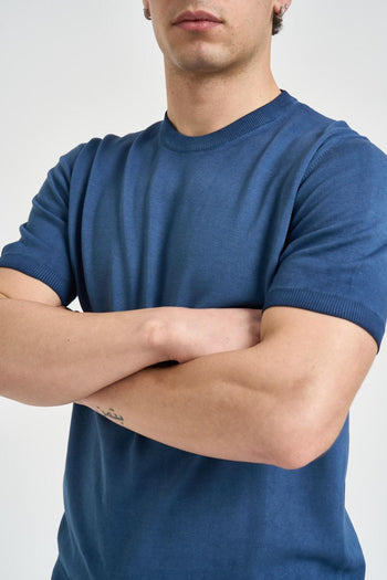 T-shirt uomo in maglia blu - 3