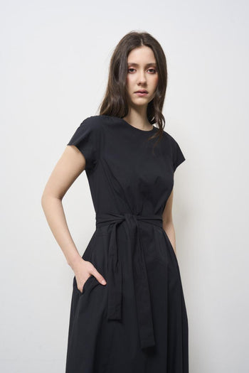 Black women's dress with belt - 4