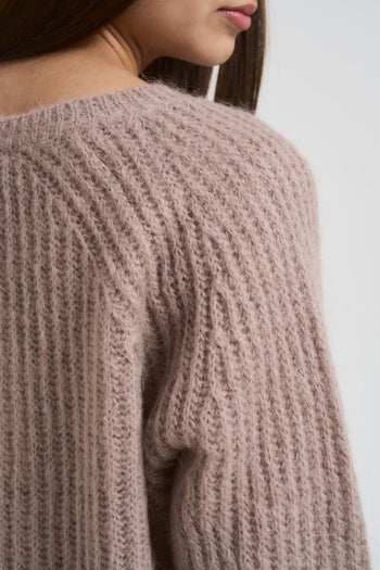 Maglia donna scollo a barchetta tortora - 4