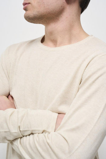 Men's crew neck cream sweater - 4