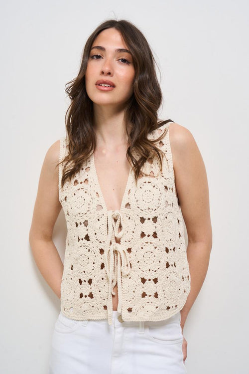 Gilet donna crochet ecru - 1