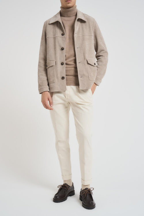 Camicia uomo velluto beige