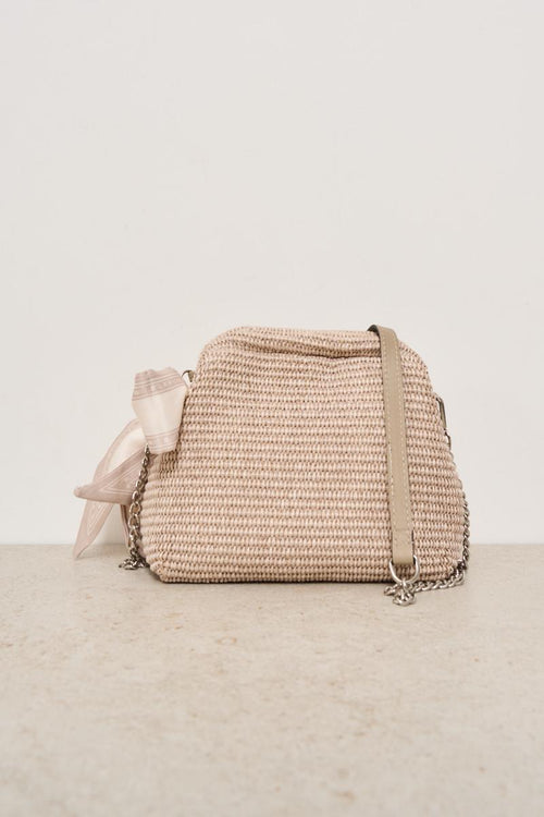 Borsa donna in rafia beige chiaro