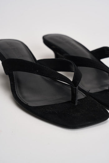 Sandali donna infradito in suede nero - 4