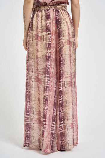 Pantalone donna gamba larga fantasia rosa - 4