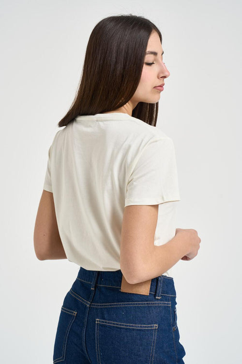 T-shirt donna logo con strass bianca - 2